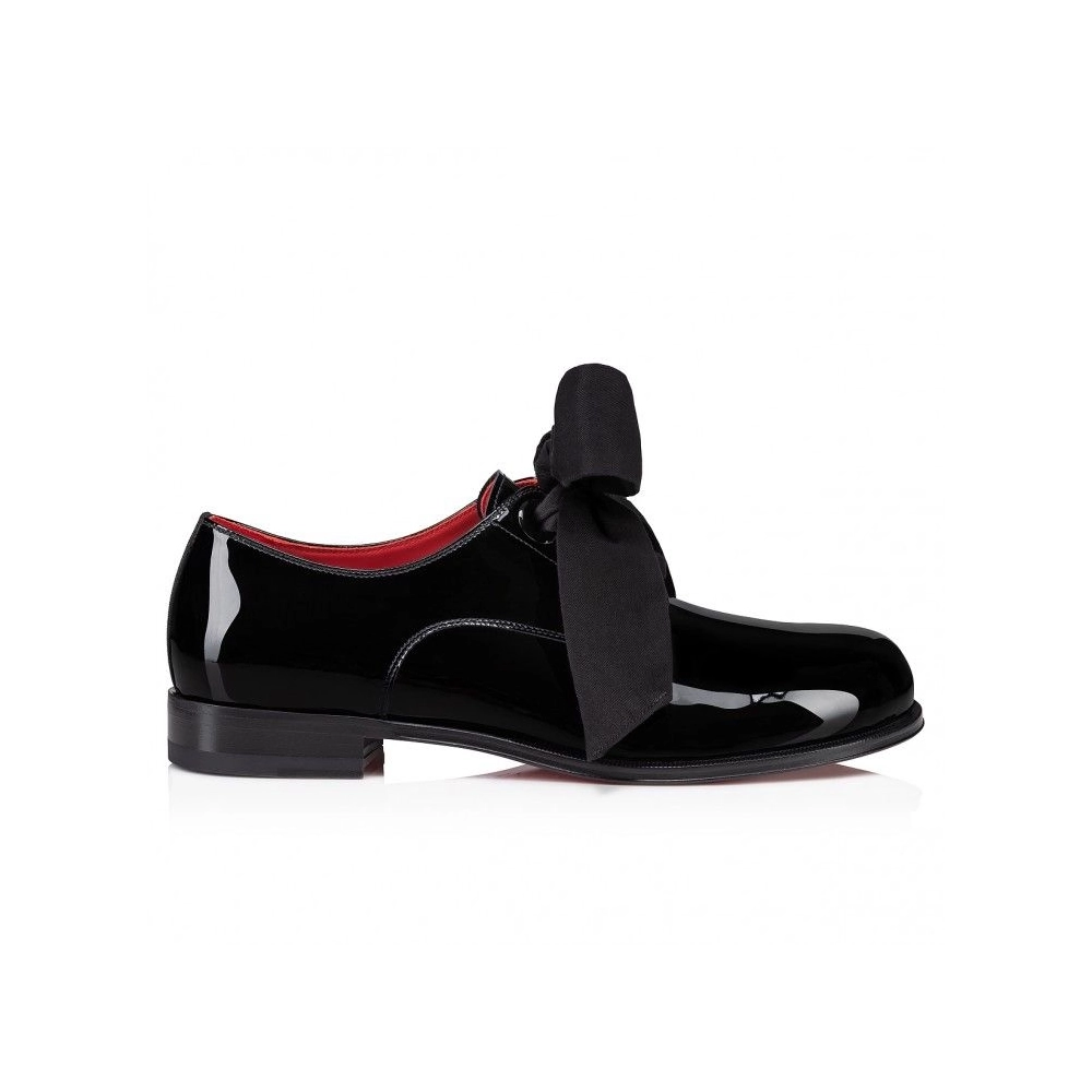 Fake Christian Louboutin Derloon Derbies Patent Calf Leather Black, Replica Christian Louboutin Shoes