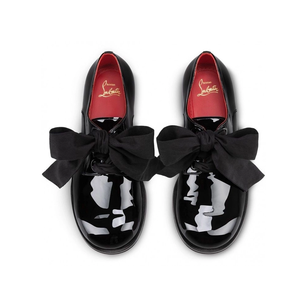 Fake Christian Louboutin Derloon Derbies Patent Calf Leather Black, Replica Christian Louboutin Shoes