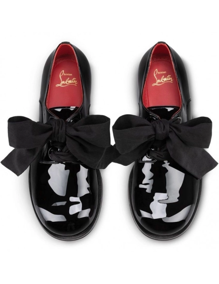 Fake Christian Louboutin Derloon Derbies Patent Calf Leather Black, Replica Christian Louboutin Shoes