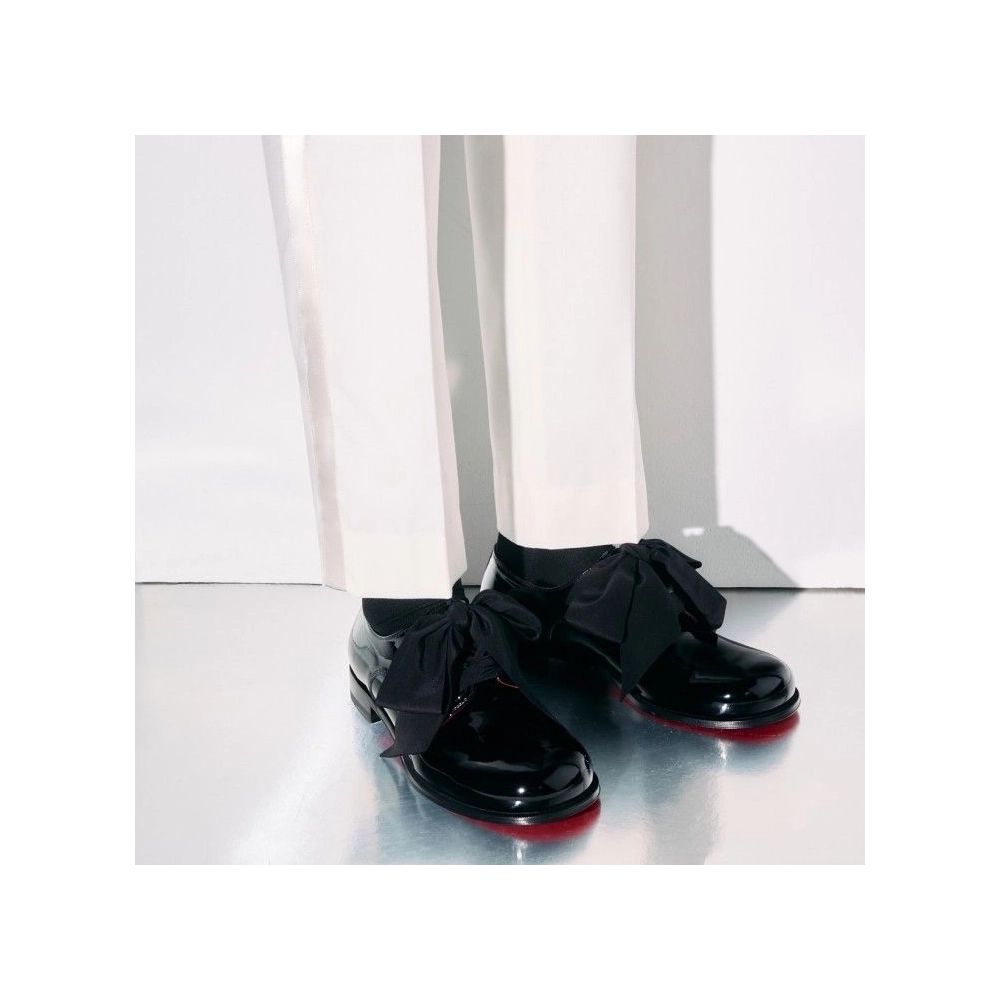 Fake Christian Louboutin Derloon Derbies Patent Calf Leather Black, Replica Christian Louboutin Shoes