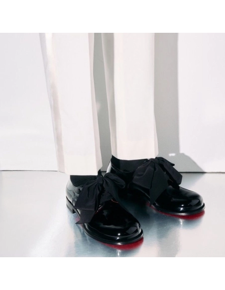 Fake Christian Louboutin Derloon Derbies Patent Calf Leather Black, Replica Christian Louboutin Shoes