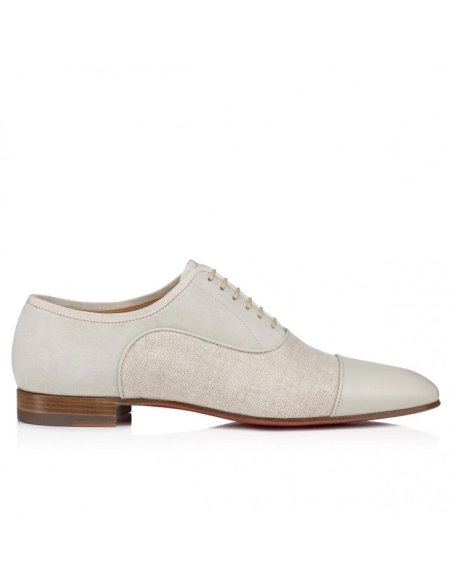Cheap Christian Louboutin Greggo Oxfords Calf Leather Linen Country Albatre, Discount Christian Louboutin Shoes Outlet Online