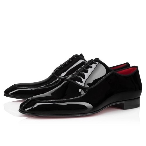 Knockoff Christian Louboutin Lafitte Oxfords Patent Calf Leather Black, Fake Christian Louboutin Shoes