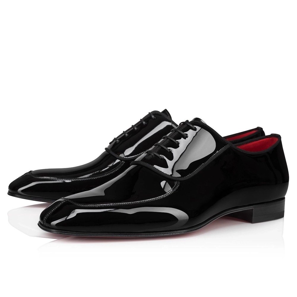 Knockoff Christian Louboutin Lafitte Oxfords Patent Calf Leather Black, Fake Christian Louboutin Shoes