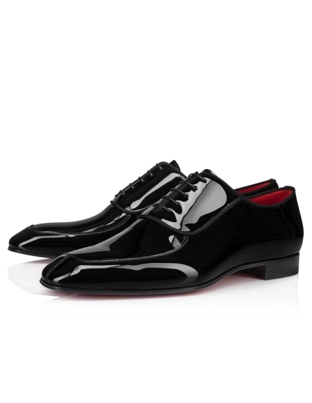 Knockoff Christian Louboutin Lafitte Oxfords Patent Calf Leather Black, Fake Christian Louboutin Shoes