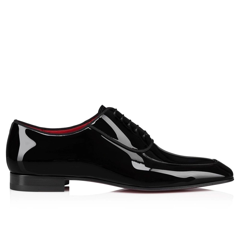 Knockoff Christian Louboutin Lafitte Oxfords Patent Calf Leather Black, Fake Christian Louboutin Shoes