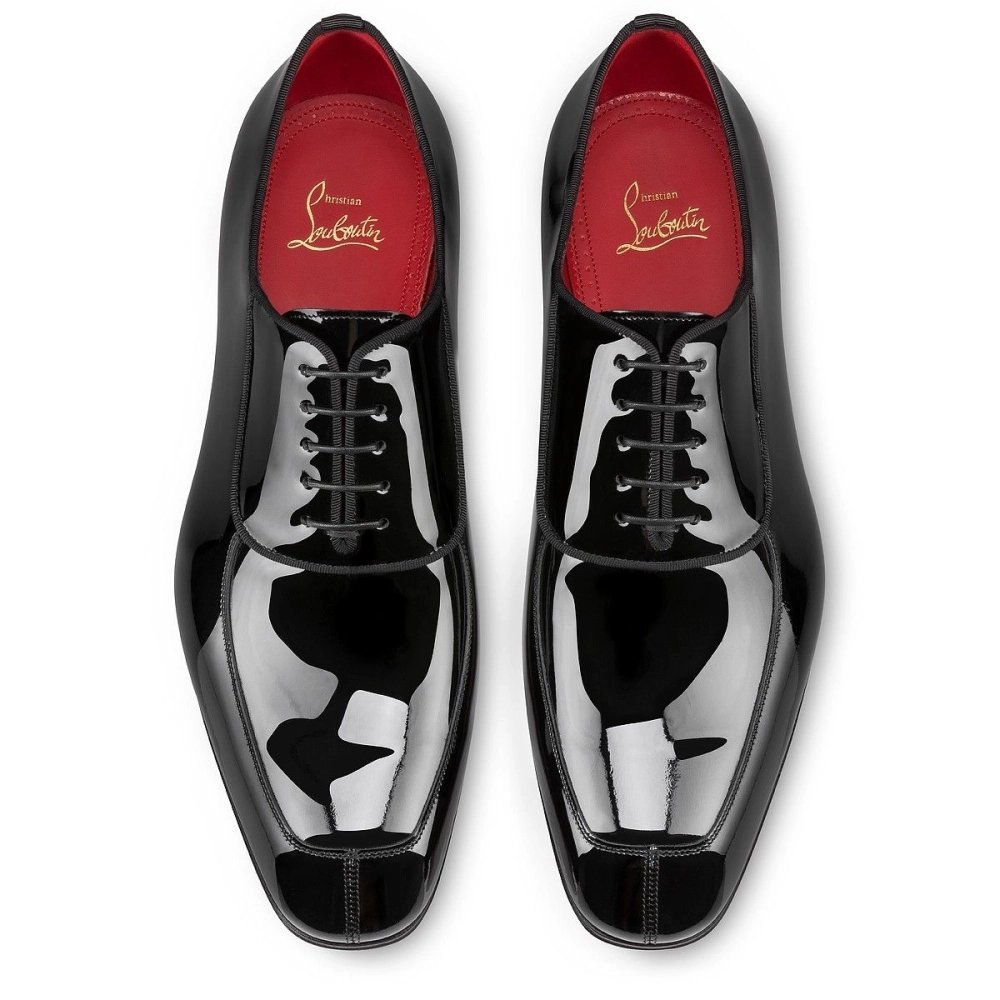 Knockoff Christian Louboutin Lafitte Oxfords Patent Calf Leather Black, Fake Christian Louboutin Shoes