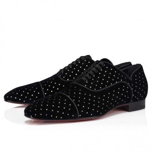 Replica Christian Louboutin Greggy Chick Plum Strass Oxfords Black, Knockoff Christian Louboutin Shoes