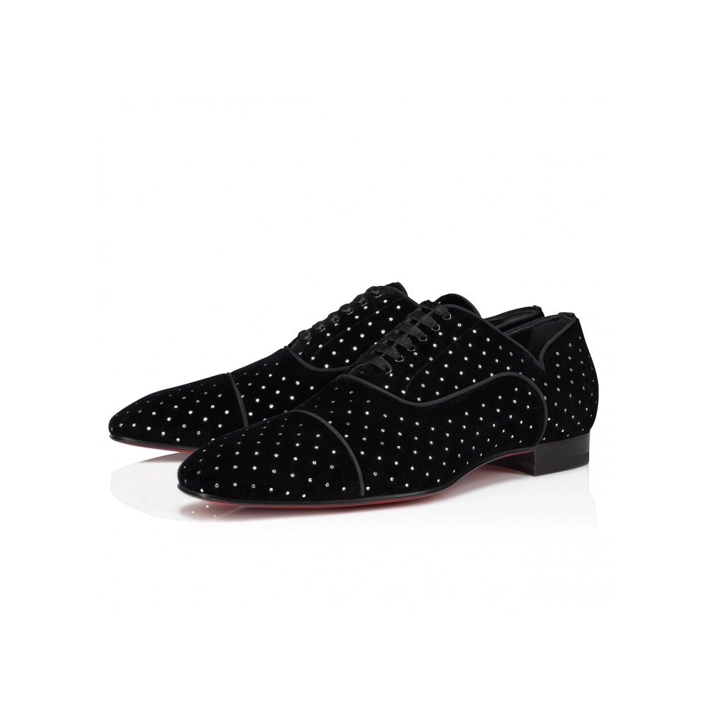 Replica Christian Louboutin Greggy Chick Plum Strass Oxfords Black, Knockoff Christian Louboutin Shoes