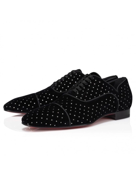Replica Christian Louboutin Greggy Chick Plum Strass Oxfords Black, Knockoff Christian Louboutin Shoes