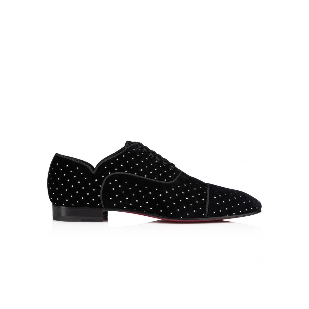Replica Christian Louboutin Greggy Chick Plum Strass Oxfords Black, Knockoff Christian Louboutin Shoes