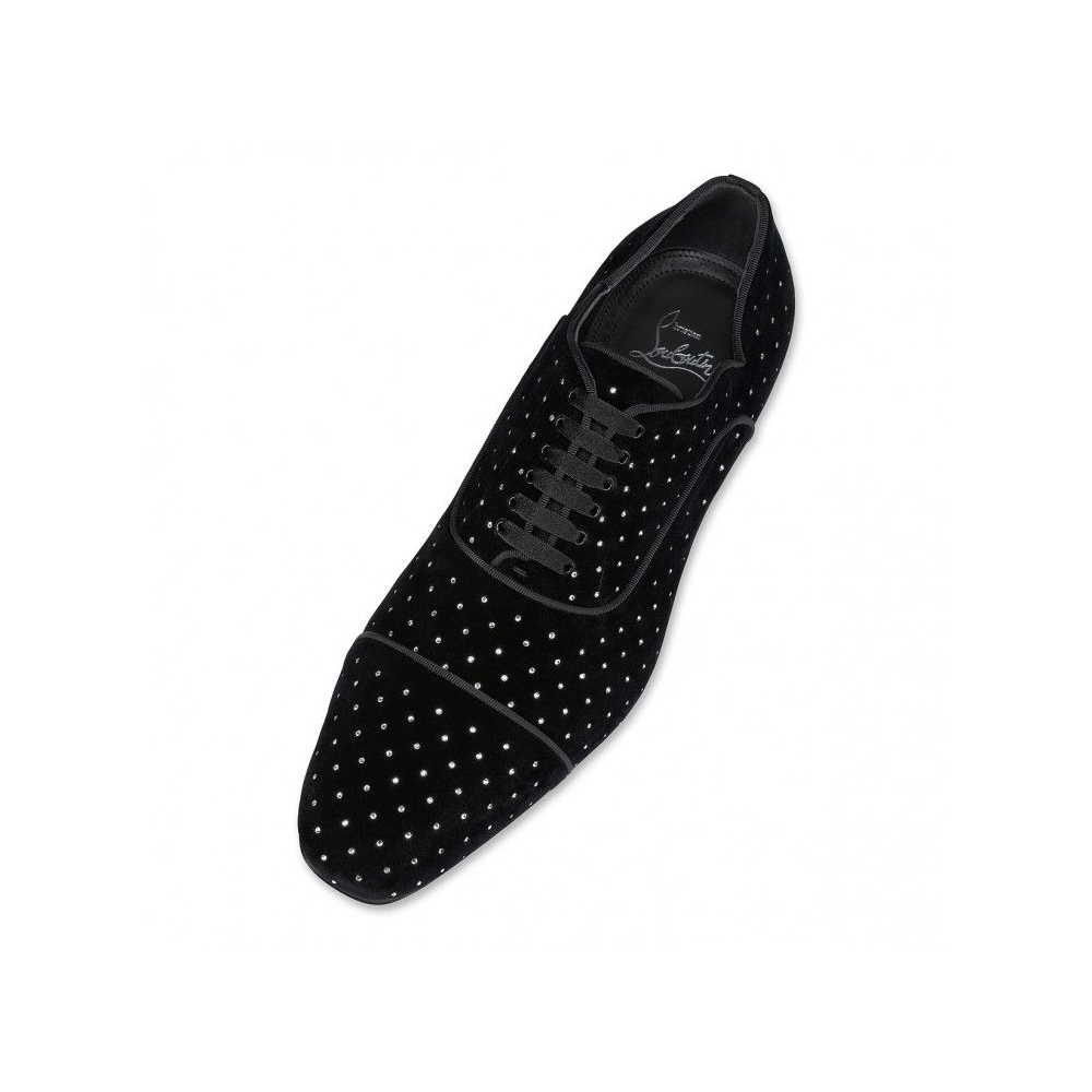 Replica Christian Louboutin Greggy Chick Plum Strass Oxfords Black, Knockoff Christian Louboutin Shoes
