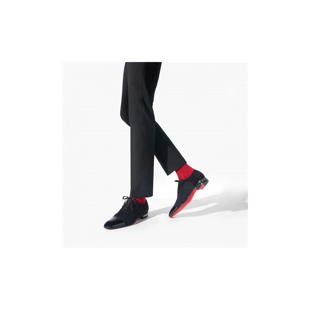 cheap Christian Louboutin Oxford Saqhara Black silver bk Gun Leather sale