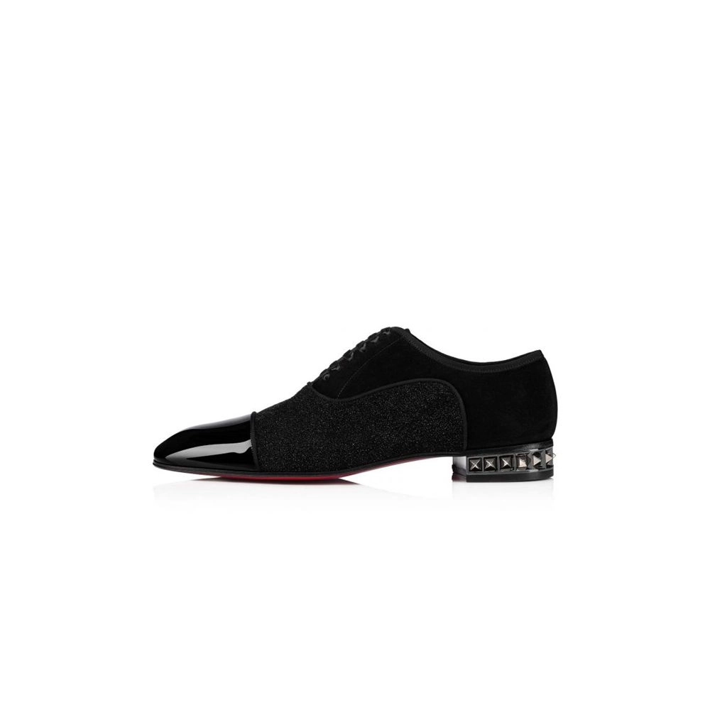 cheap Christian Louboutin Oxford Saqhara Black silver bk Gun Leather sale