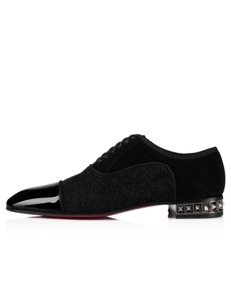 cheap Christian Louboutin Oxford Saqhara Black silver bk Gun Leather sale