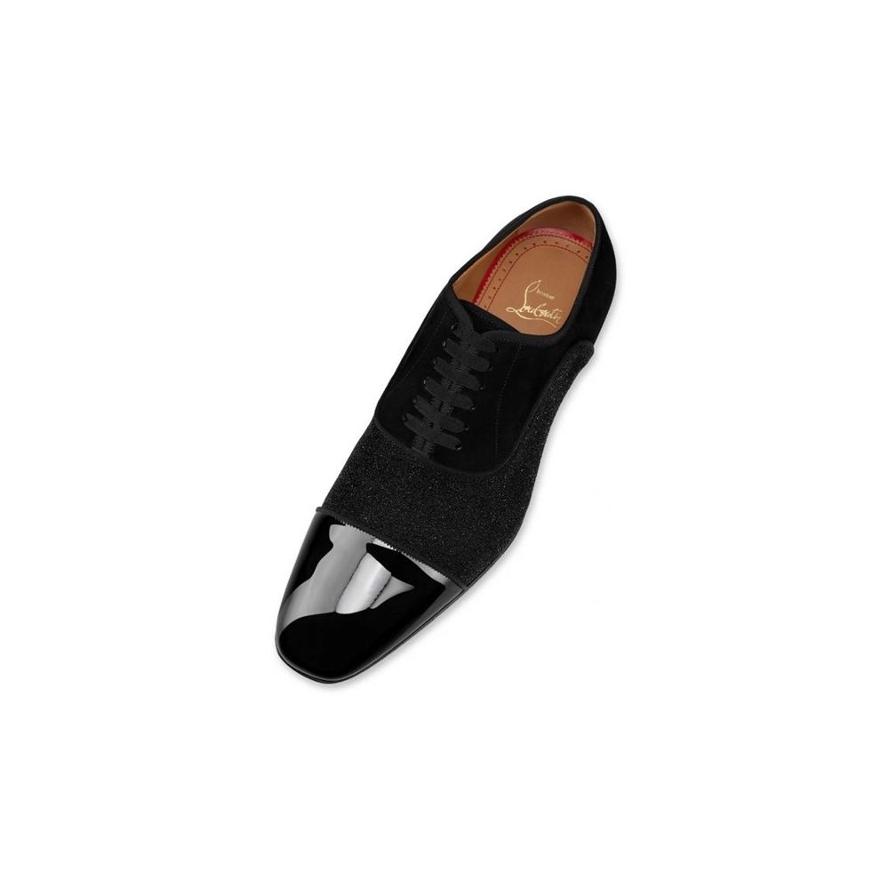 cheap Christian Louboutin Oxford Saqhara Black silver bk Gun Leather sale
