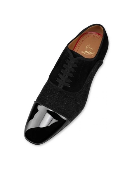 cheap Christian Louboutin Oxford Saqhara Black silver bk Gun Leather sale