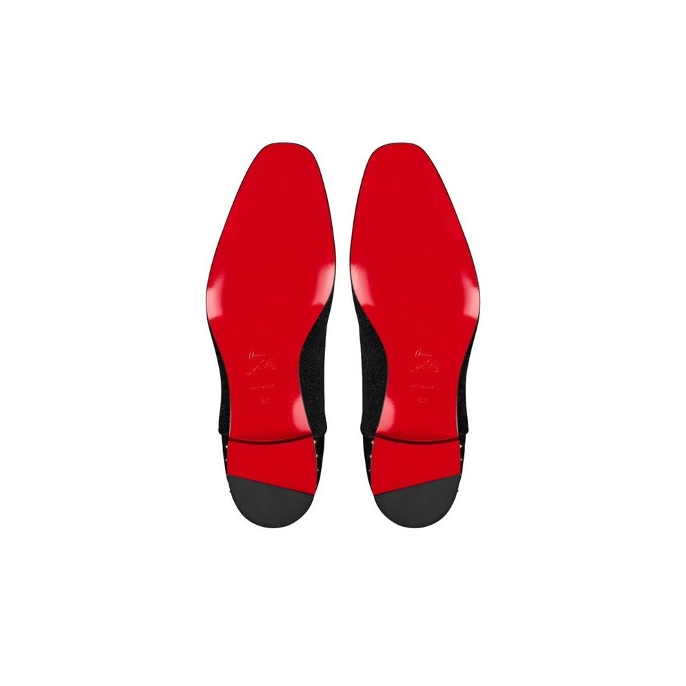 cheap Christian Louboutin Oxford Saqhara Black silver bk Gun Leather sale