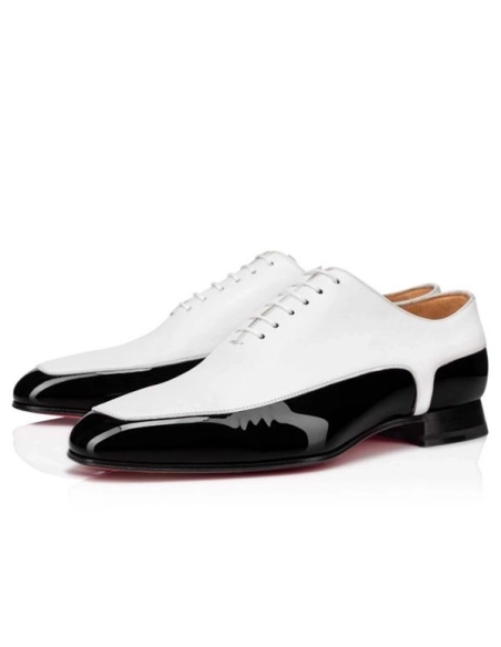 cheap Christian Louboutin Oxford Off and Gen Black white Patent sale