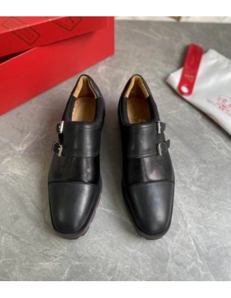 Cheap Christian Louboutin Mortisky Derby Flat Calfskin and Creative Fabric Black on Sale