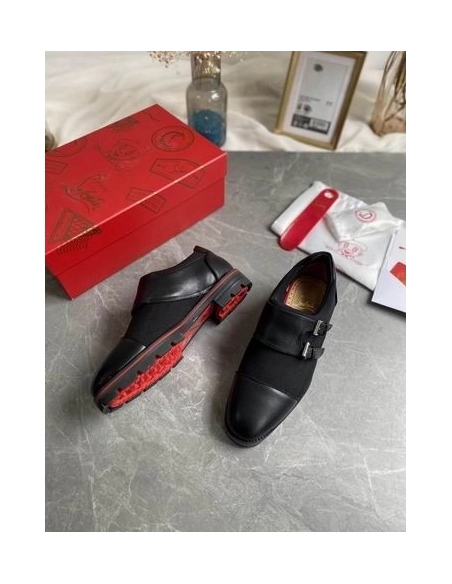 Cheap Christian Louboutin Mortisky Derby Flat Calfskin and Creative Fabric Black on Sale