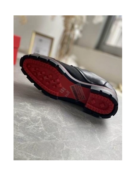 Cheap Christian Louboutin Mortisky Derby Flat Calfskin and Creative Fabric Black on Sale