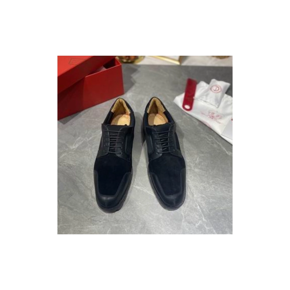 Knockoff Christian Louboutin Simon Derby Calfskin Suede Leather Black