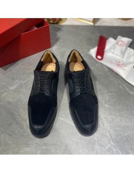 Knockoff Christian Louboutin Simon Derby Calfskin Suede Leather Black