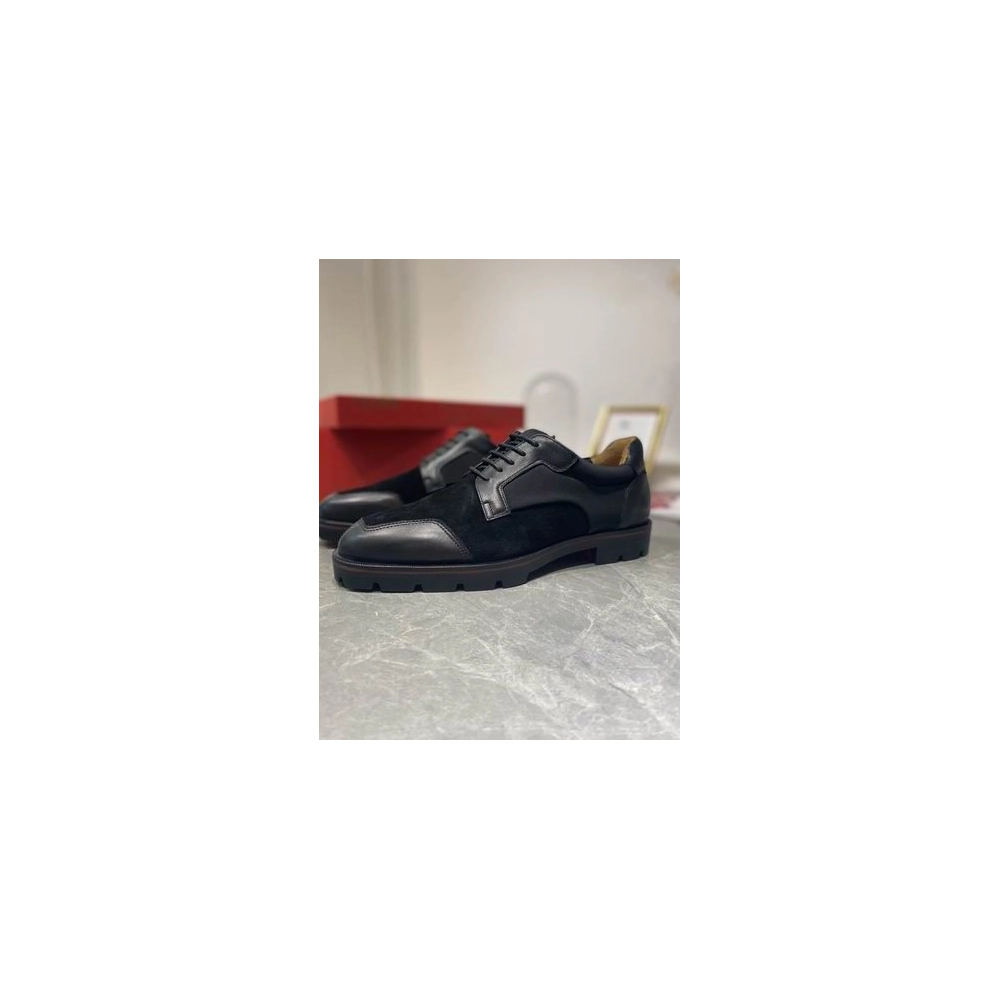 Knockoff Christian Louboutin Simon Derby Calfskin Suede Leather Black