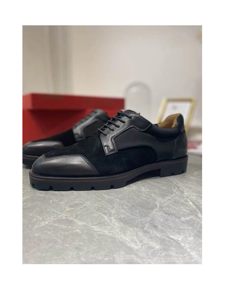 Knockoff Christian Louboutin Simon Derby Calfskin Suede Leather Black