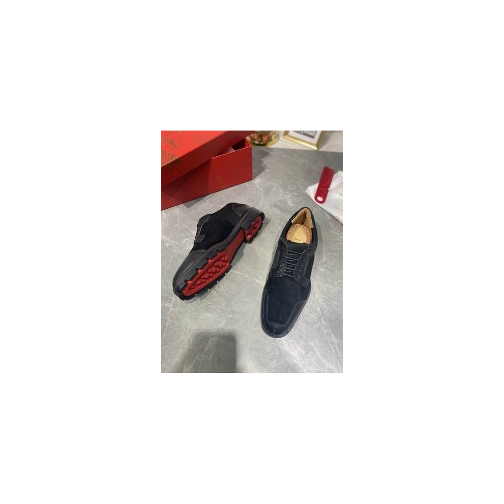 Knockoff Christian Louboutin Simon Derby Calfskin Suede Leather Black