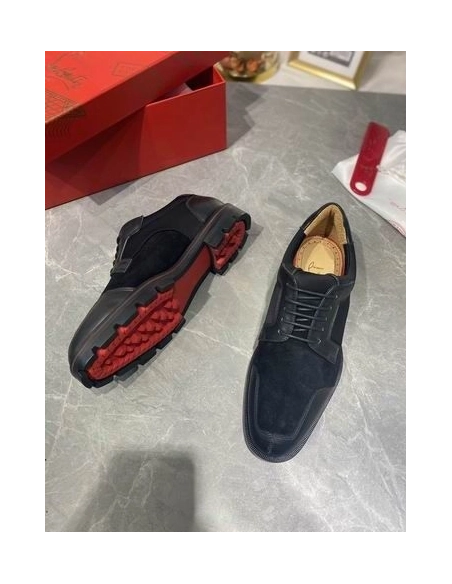 Knockoff Christian Louboutin Simon Derby Calfskin Suede Leather Black