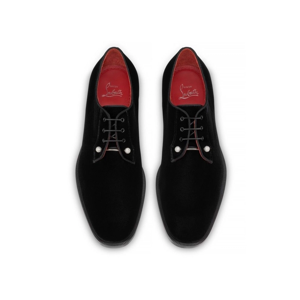 Discount Christian Louboutin Chambeliss Night Strass Derbies Velvet Black Outlet Online