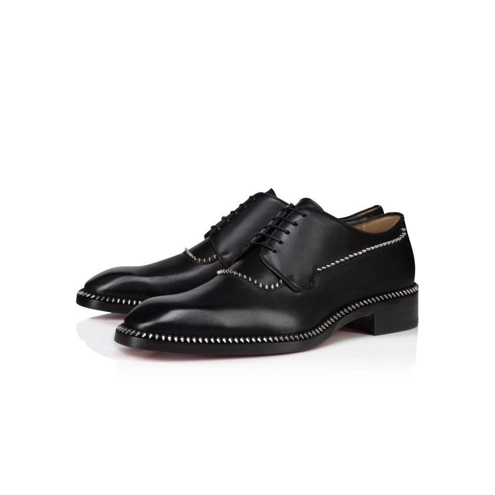 Fake Christian Louboutin Cocoriclou Derbies Calf Leather Black, Knockoff Christian Louboutin Shoes