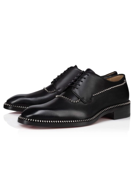 Fake Christian Louboutin Cocoriclou Derbies Calf Leather Black, Knockoff Christian Louboutin Shoes