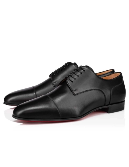 Replica Christian Louboutin Surcity Derby Shoes Calf Leather Black, Fake CL Shoes Outlet