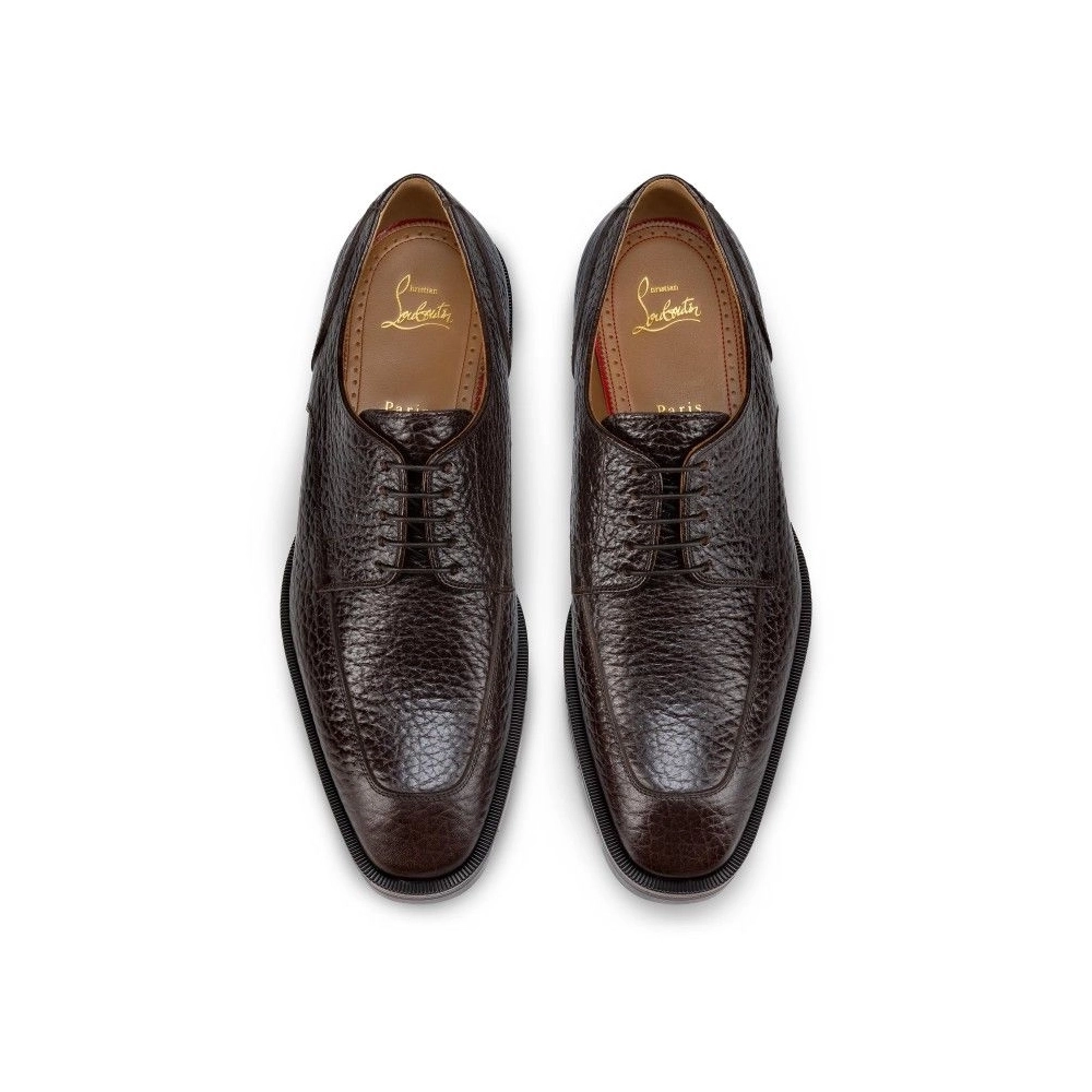 Replica Christian Louboutin Davisol Derbies Grained Calf Leather Corteccia