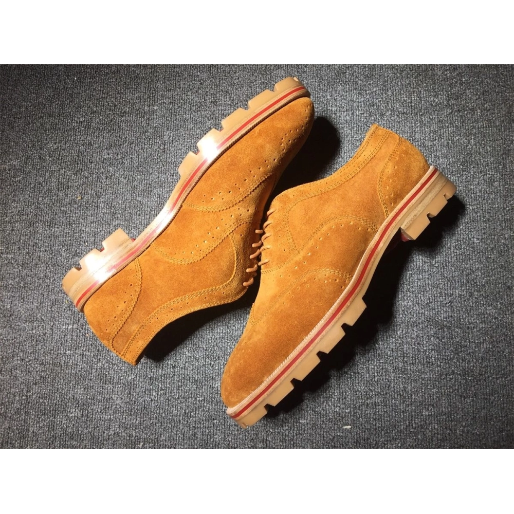 Replica Christian Louboutin Charlie Me Derby Flat Suede Leather Indiana Brown