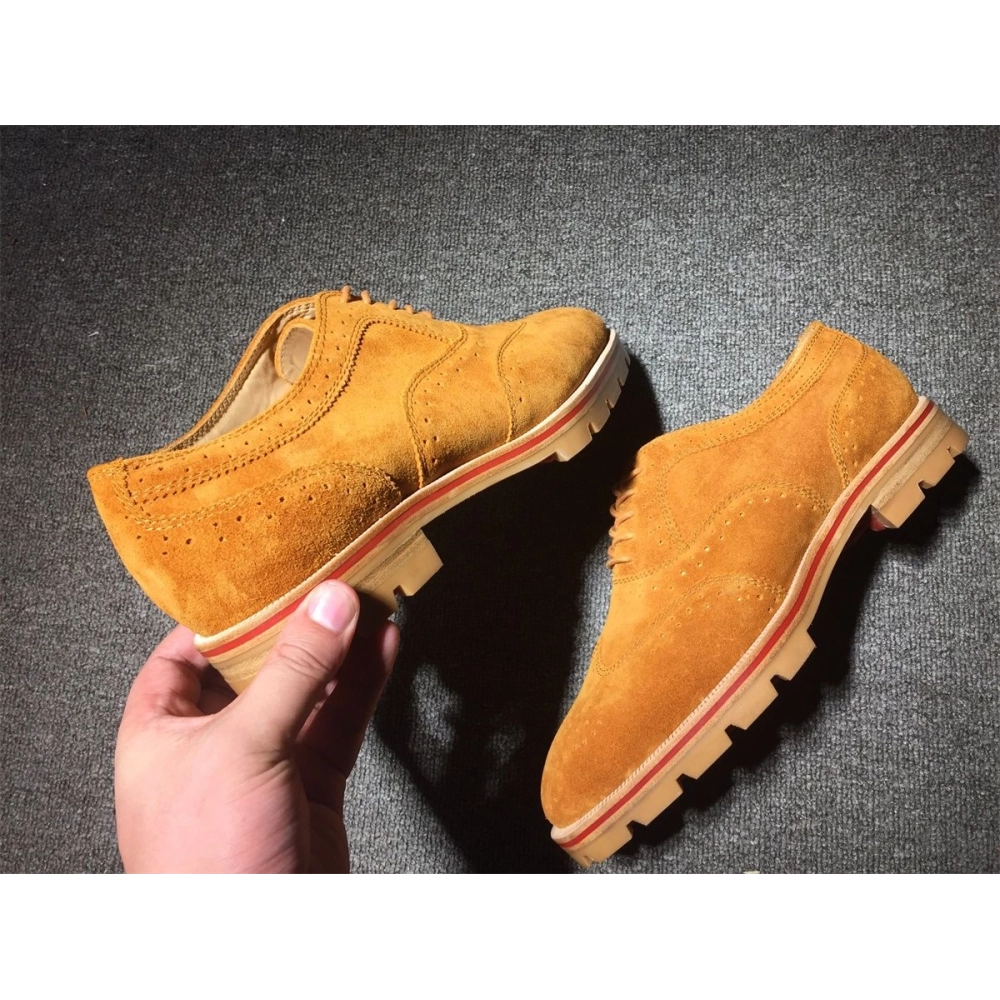 Replica Christian Louboutin Charlie Me Derby Flat Suede Leather Indiana Brown