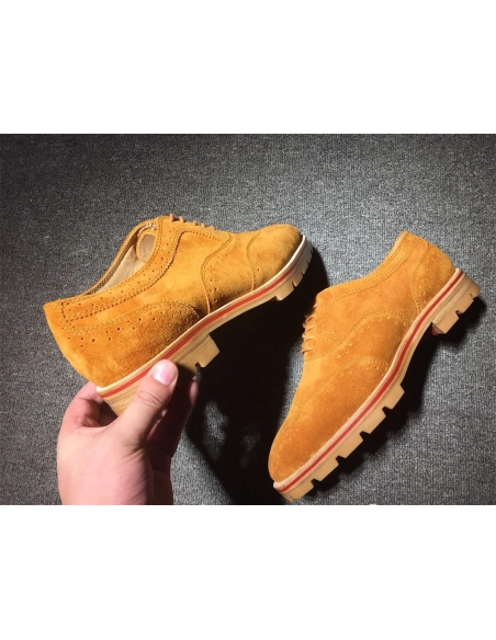 Replica Christian Louboutin Charlie Me Derby Flat Suede Leather Indiana Brown