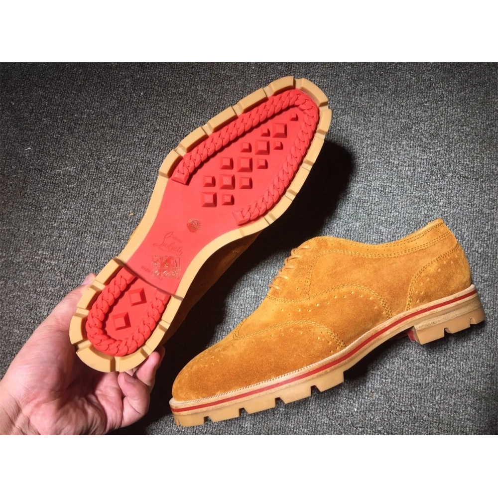 Replica Christian Louboutin Charlie Me Derby Flat Suede Leather Indiana Brown