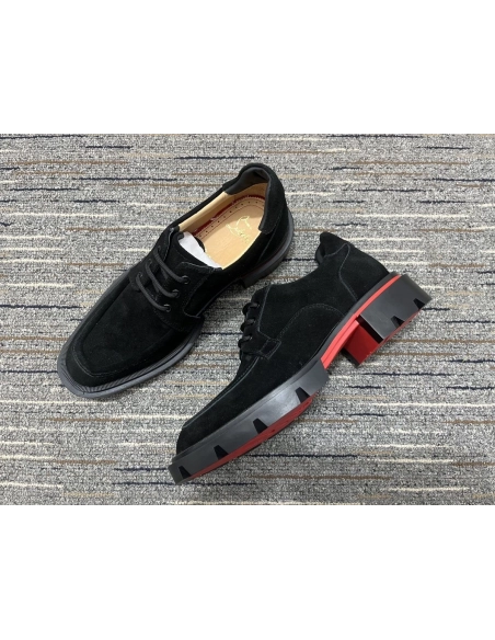 Fake Christian Louboutin Our Georges L Derbies Suede Leather Black, Replica CL Shoes