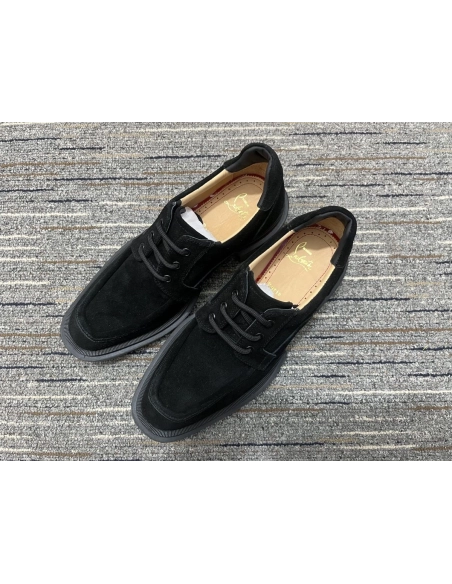 Fake Christian Louboutin Our Georges L Derbies Suede Leather Black, Replica CL Shoes