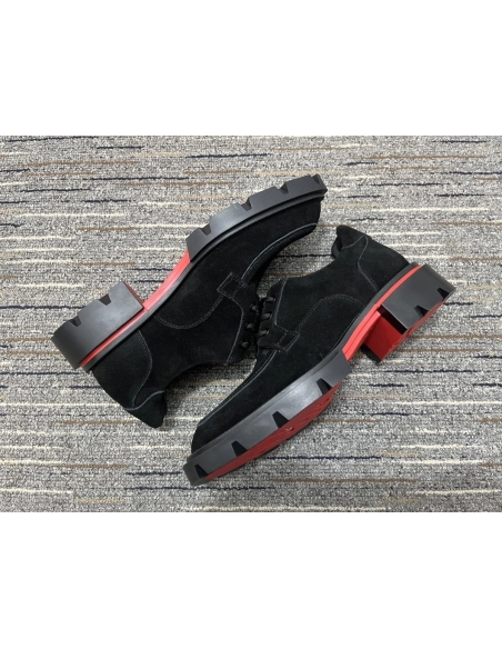 Fake Christian Louboutin Our Georges L Derbies Suede Leather Black, Replica CL Shoes