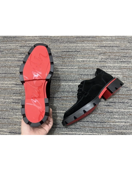 Fake Christian Louboutin Our Georges L Derbies Suede Leather Black, Replica CL Shoes