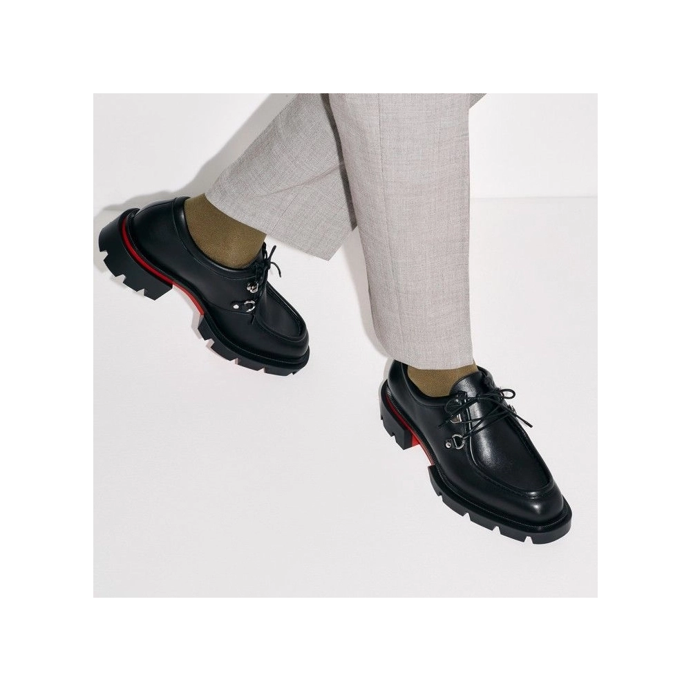 Fake Christian Louboutin Our Pabelito Derbies Calf Leather Black, Replica Christian Louboutin Shoes