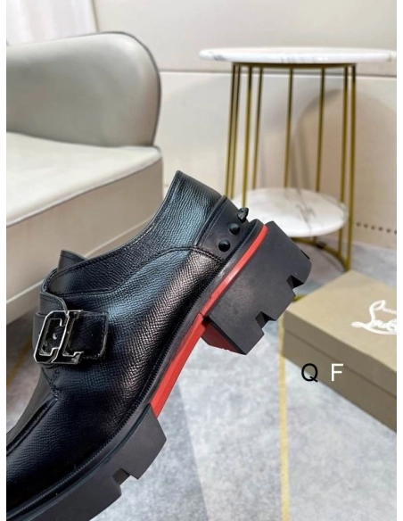 Replica Christian Louboutin Our Georges Derby Shoes Grained Calf Leather Black