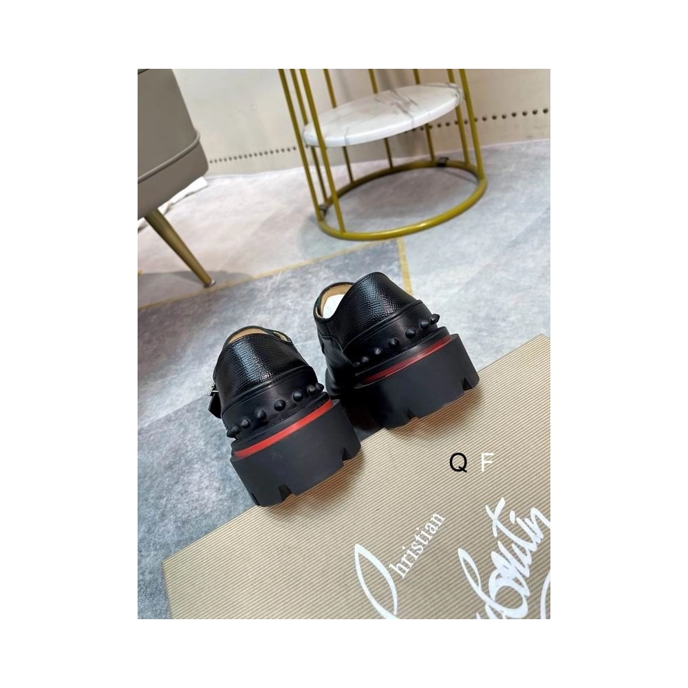 Replica Christian Louboutin Our Georges Derby Shoes Grained Calf Leather Black