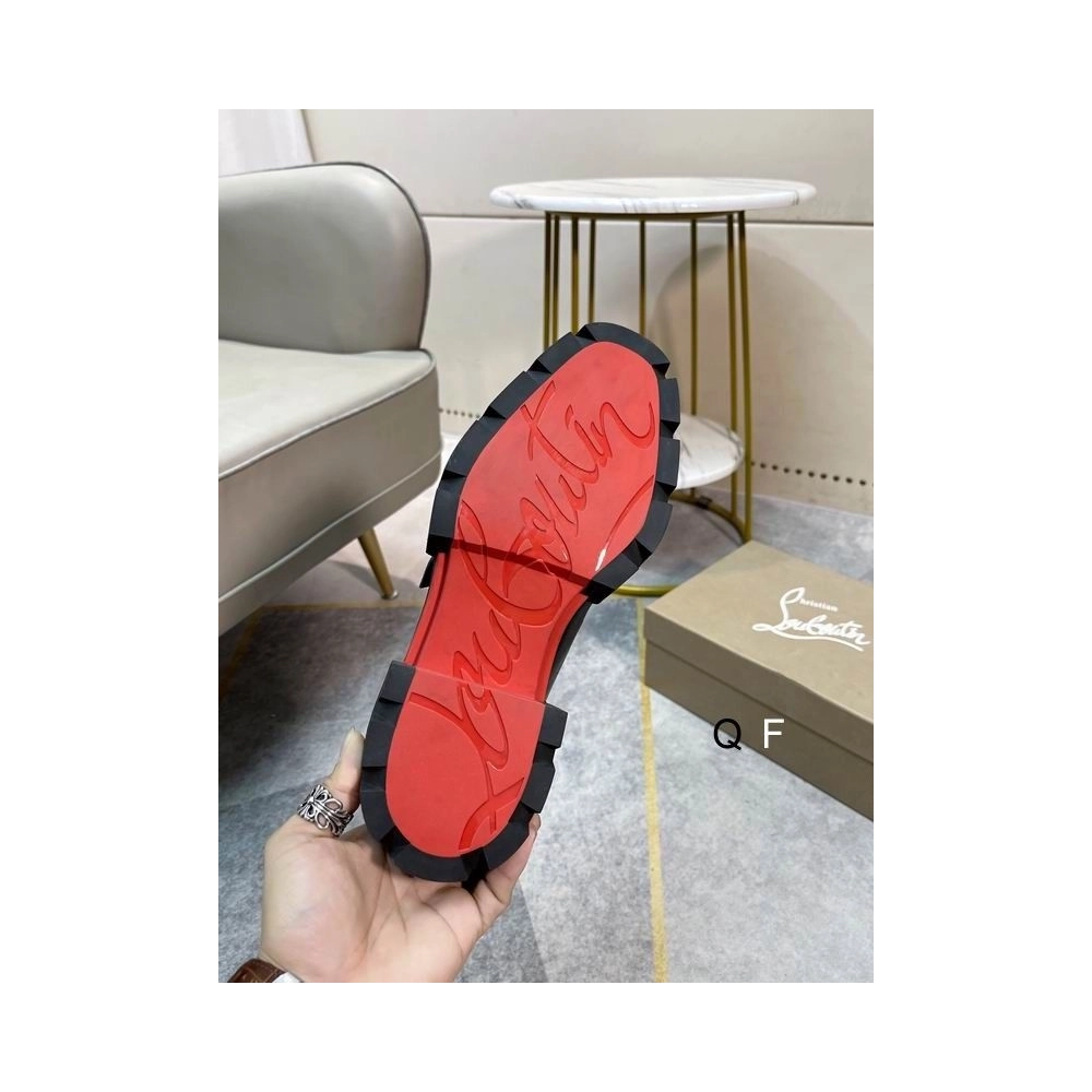 Replica Christian Louboutin Our Georges Derby Shoes Grained Calf Leather Black