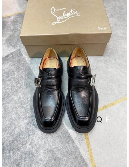 Replica Christian Louboutin Our Georges Derby Shoes Grained Calf Leather Black